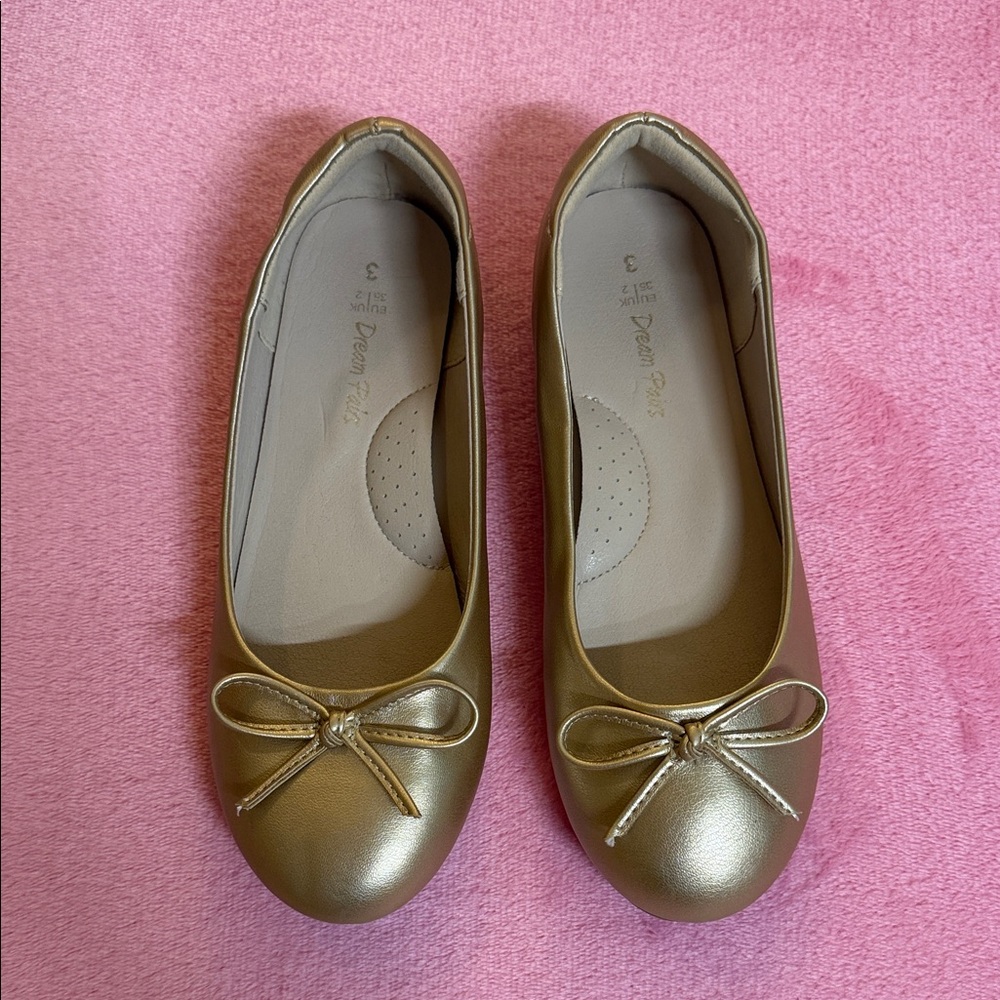 Girls gold dress flats